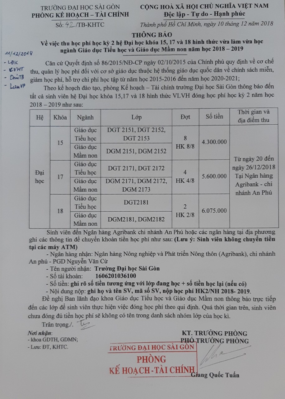 TB dong hoc phi he VLVH HK2 18 19